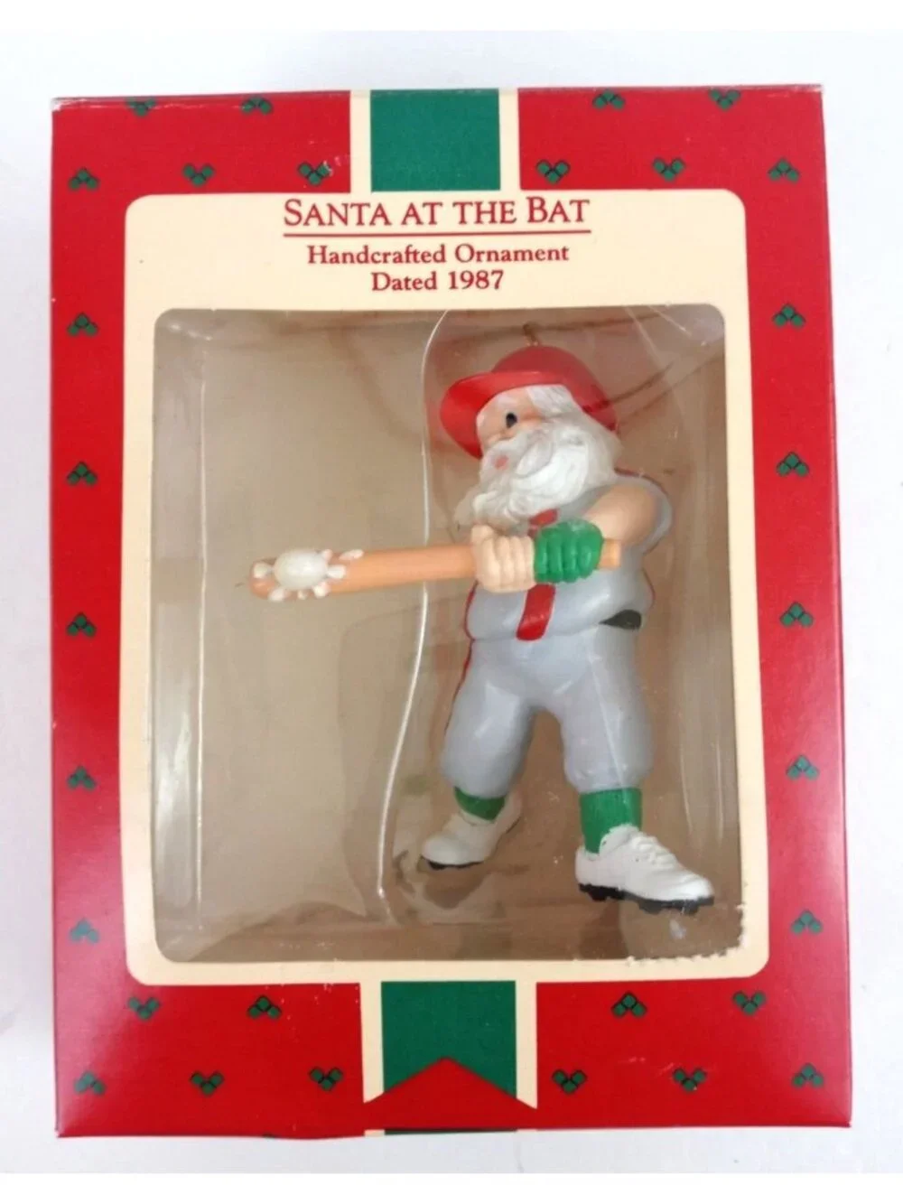 Vintage 1987 Hallmark Keepsake Ornament Santa At The Bat In Original Box